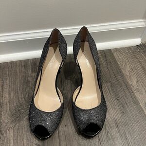 Kelly & Katie Black Peep-Toe Heels for Formal Occasions